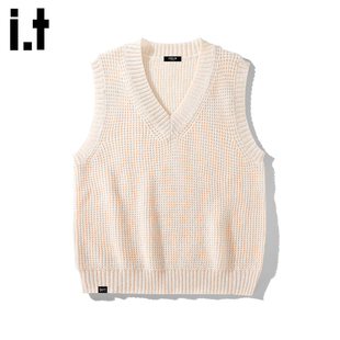 it :5cm/FIVECM青年v领针织衫马甲男款2025秋冬外穿坎肩背心毛衣