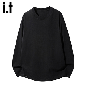2025春秋季 t恤男士 FIVECM纯色简约圆领正肩长袖 内搭上衣 5cm