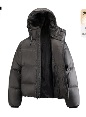 it :5cm/FIVECM黑色白鸭绒连帽羽绒服男女冬季抗寒保暖面包服外套