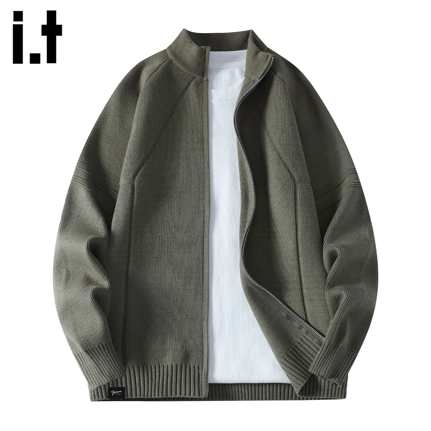 IT'S5cm美式立领针织开衫毛衣