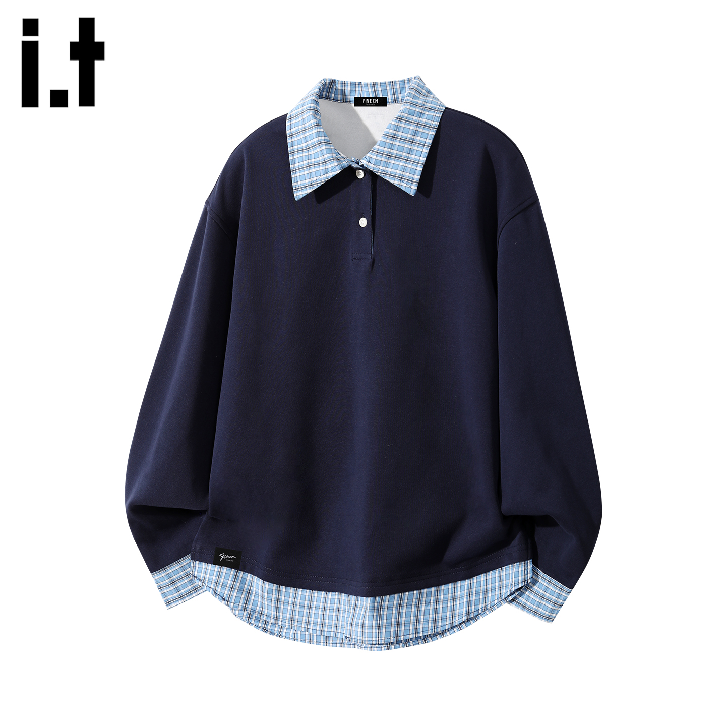 潮流设计感套头翻领卫衣