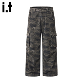 5cm 男秋季 FIVECM美式 复古迷彩工装 裤 高街潮牌痞帅宽松牛仔裤