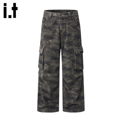 美式复古迷彩工装裤男春季