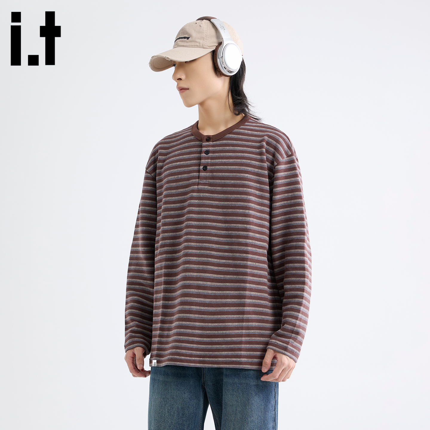 IT5cm/五cm条纹长袖圆领T恤