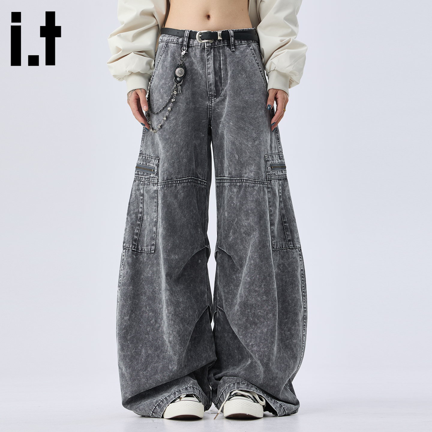 IT5cm/五cm复古宽松弯刀牛仔裤