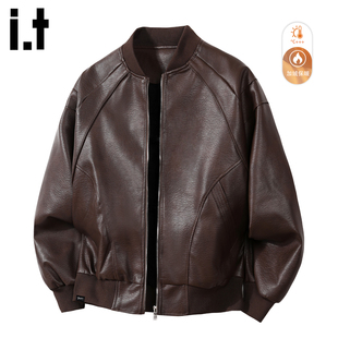 it :5cm/FIVECM复古棒球领夹克男2025秋冬季潮牌宽松皮衣机车外套