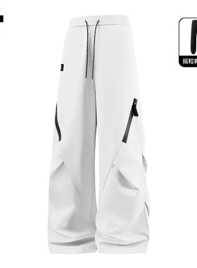 it :5cm/FIVECM白色软壳冲锋裤户外宽松工装裤男女冬加绒宽松长裤