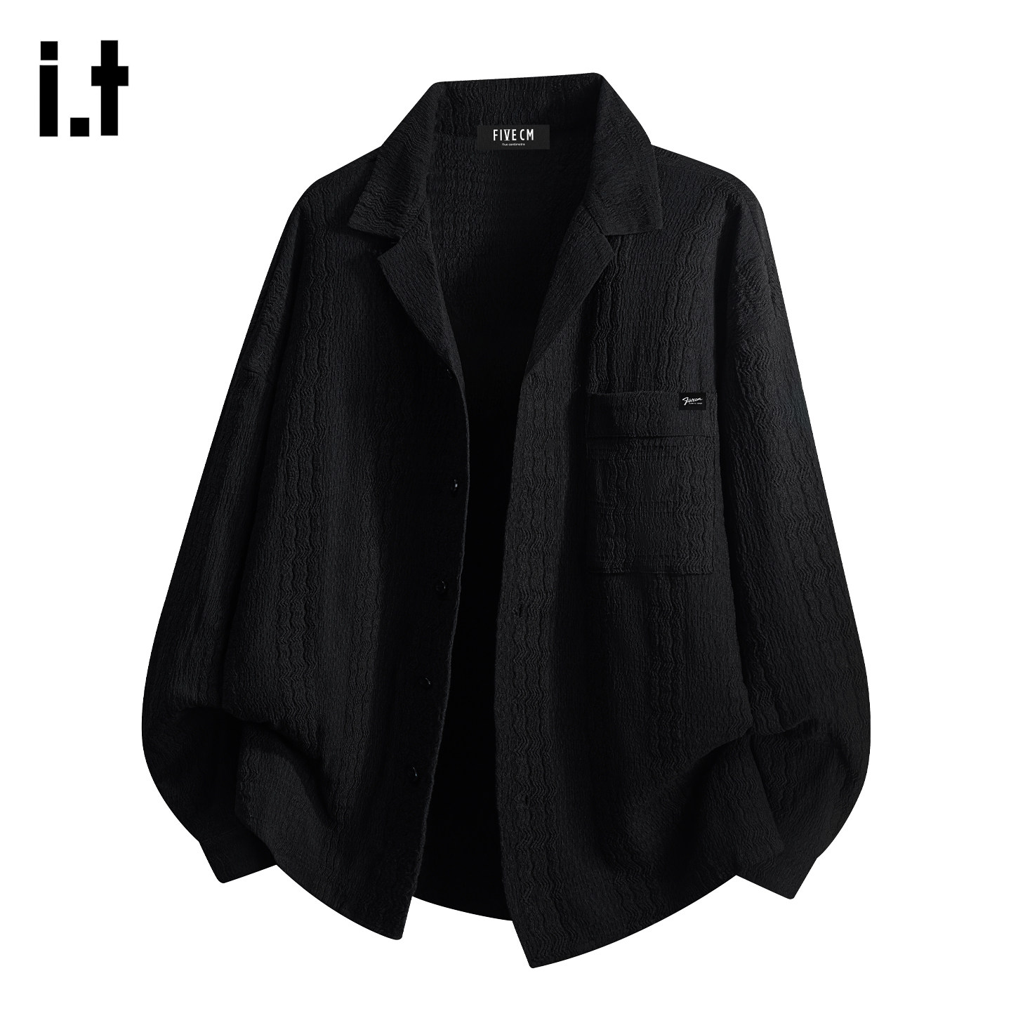 it :5cm/FIVECM长袖衬衫男士2026春季休闲翻领宽松高级感休闲上衣