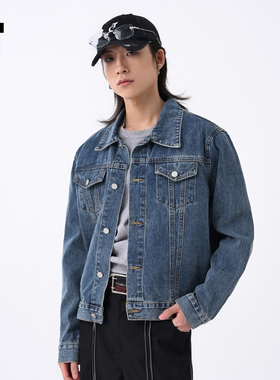 it :5cm/FIVECM复古蓝色短款工装牛仔外套男款2025新款秋夹克上衣