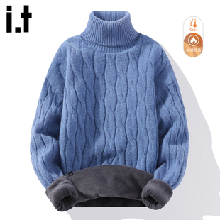 it :5cm/FIVECM时尚加绒高领毛衣男款2025新款冬厚款内搭针织上衣