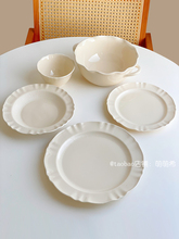 法式圆形甜品盘奶黄ins风陶瓷米饭碗菜盘家用汤碗特别好看的餐具