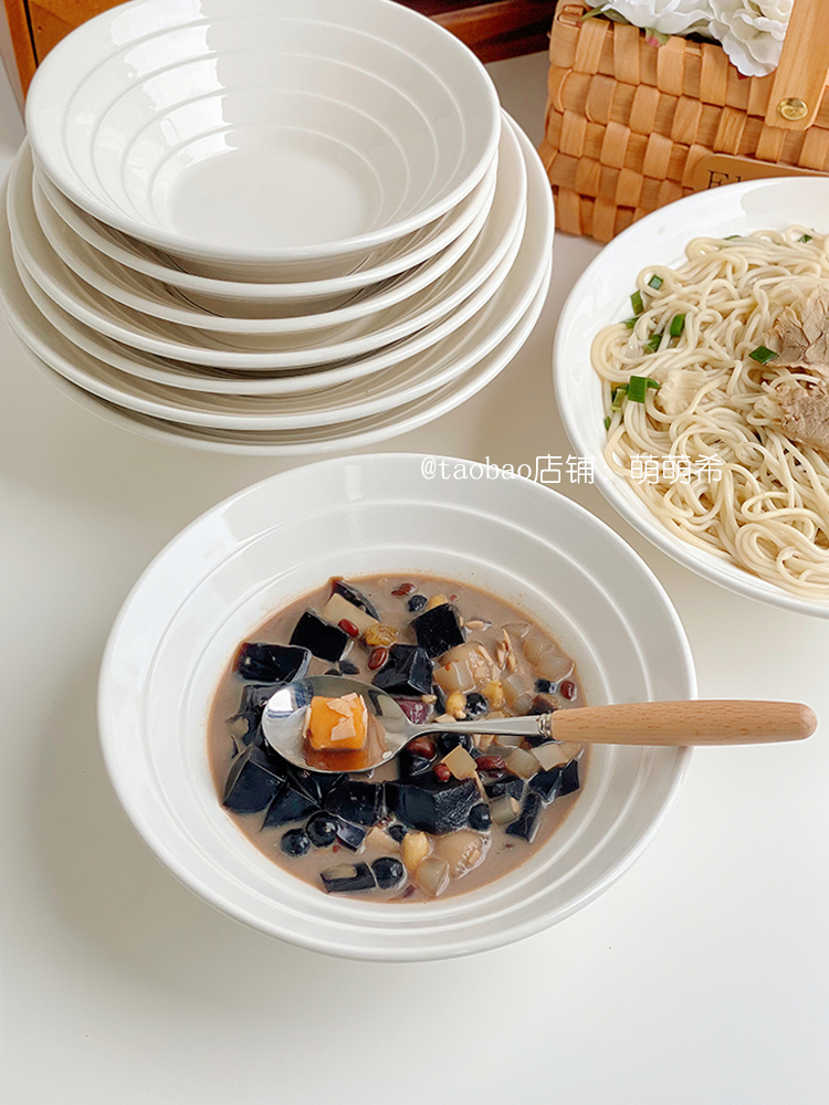 日式拉面碗家用ins陶瓷牛肉面碗甜品碗糖水碗芋圆高颜值稀饭纯白