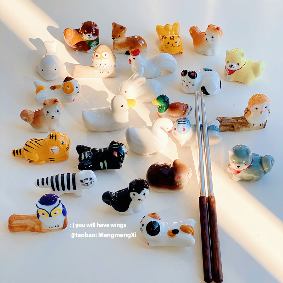 创意猫头鹰筷托笔托可爱陶瓷餐具