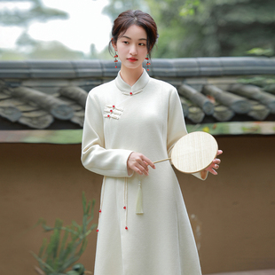 2024新款茶服女禅意文艺中国风秋冬外套高级感茶艺师服装中式上衣