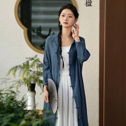 气质风衣女款2025新款中长款国风高个子修身显瘦高级感慵懒风外套