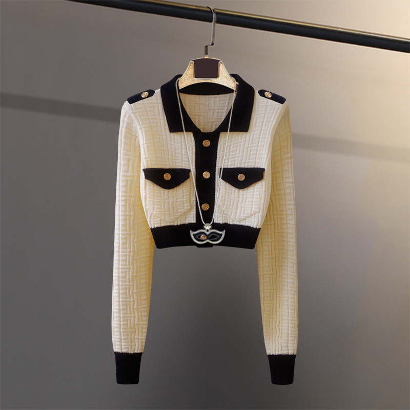 复古法国拼色小香风针织开衫女秋冬外搭短款高腰外套厚款长袖上衣,女装/女士精品,毛针织衫,淘宝优惠券,粉丝福利购,淘宝优惠卷