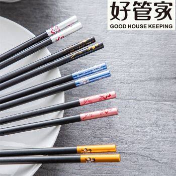 好管家筷子5双装24厘米浪漫樱花高分子玻纤合成合金筷子K1208