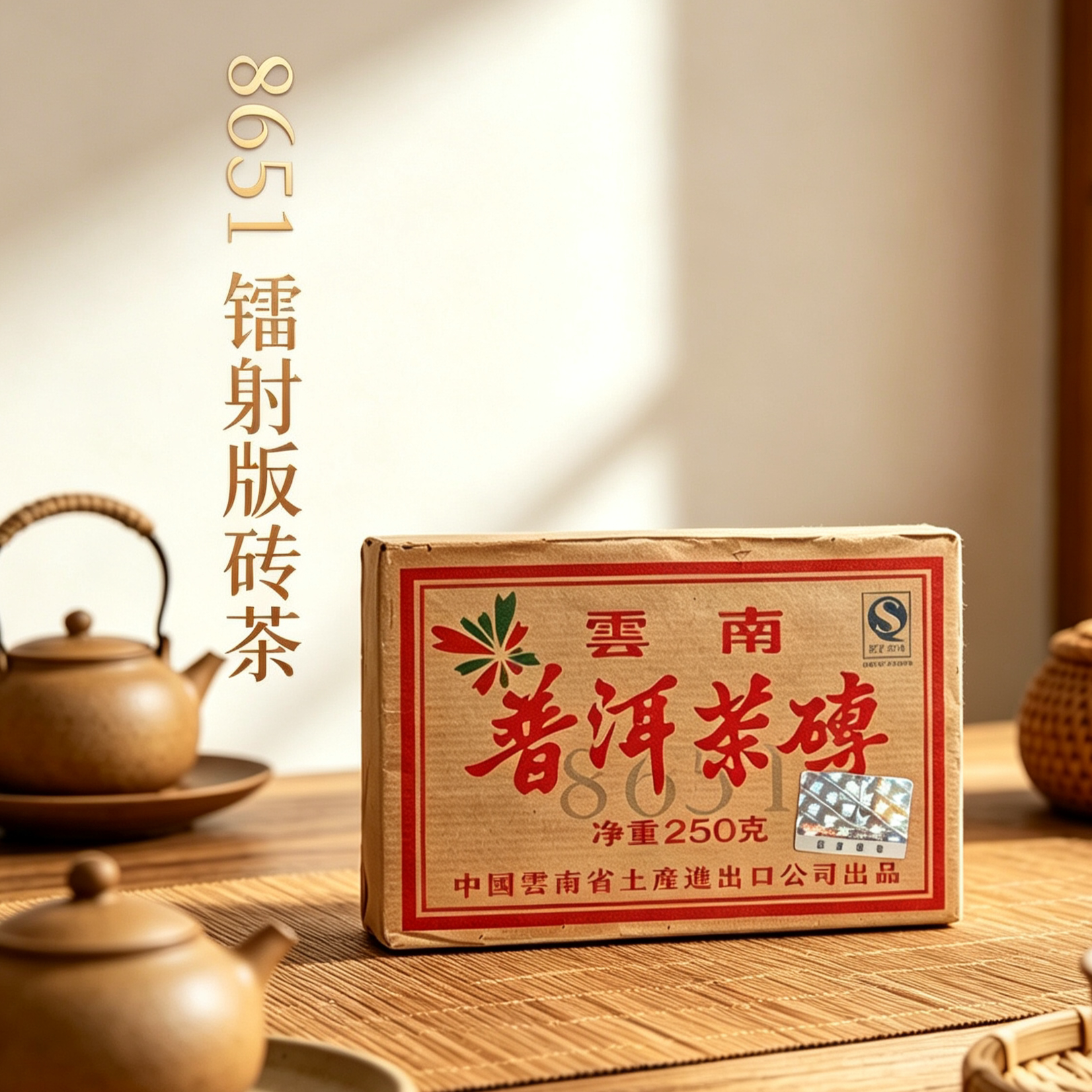 2007年8651镭射版砖茶早春普洱古树乔木云南普洱茶砖生茶250g一砖