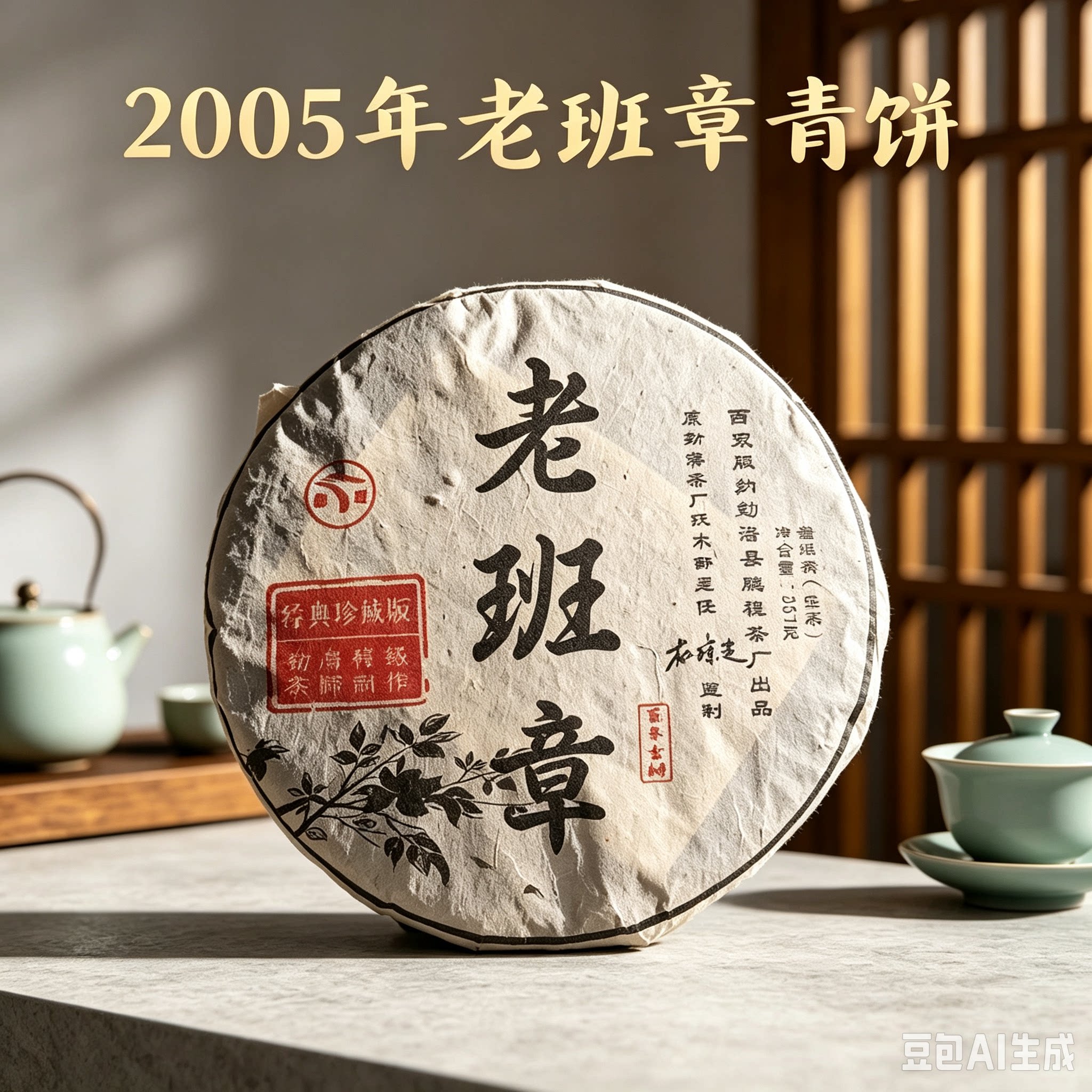 2005年老班章青饼普洱茶生茶 云南班章古树茶 干仓存放老生普茶饼
