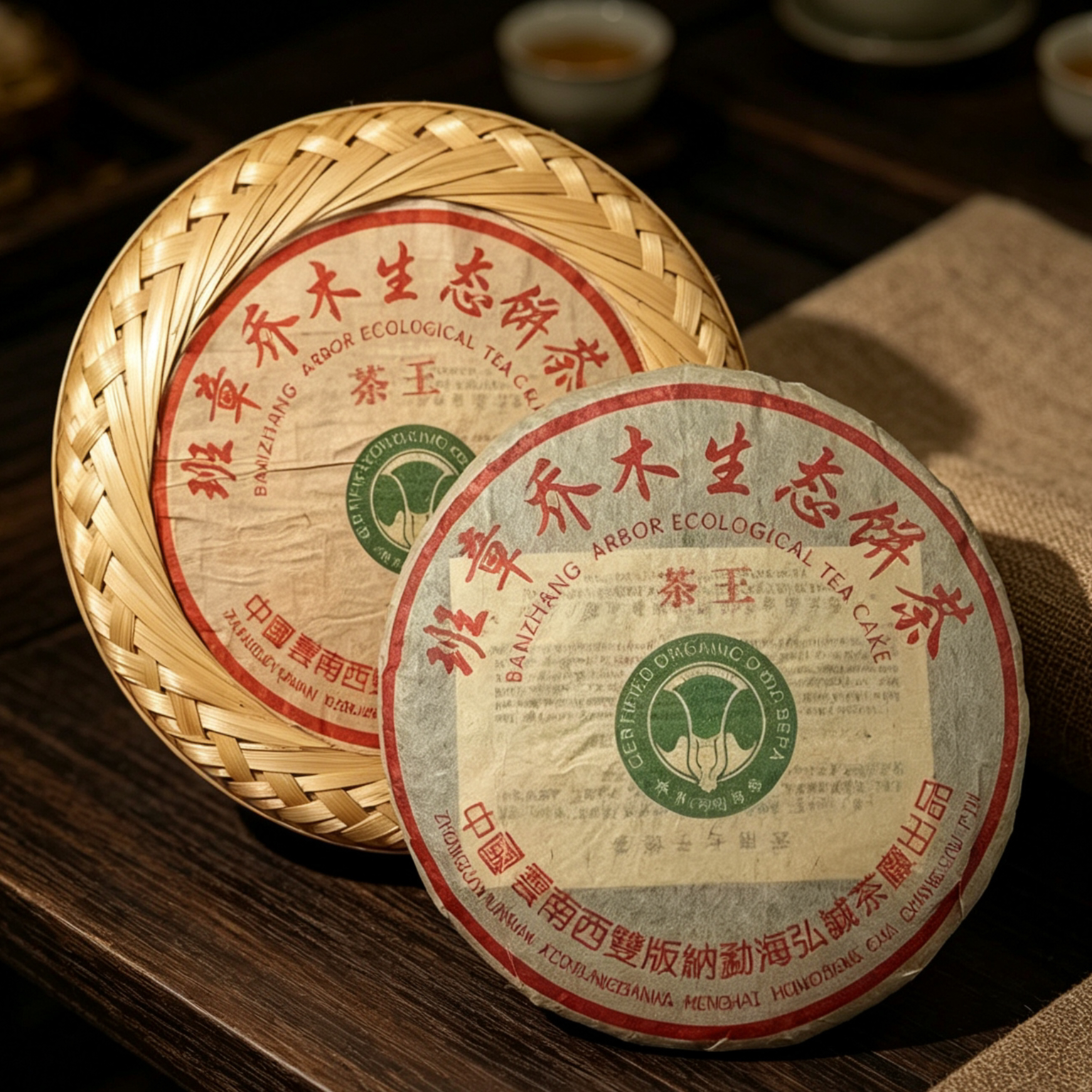 2004年精品茶王青饼白菜茶王500克班章乔木生态饼茶花果香气浓郁