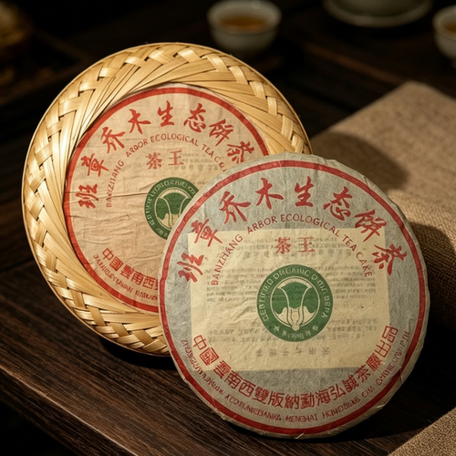 2004年精品茶王青饼白菜茶王500克班章乔木生态饼茶花果香气浓郁