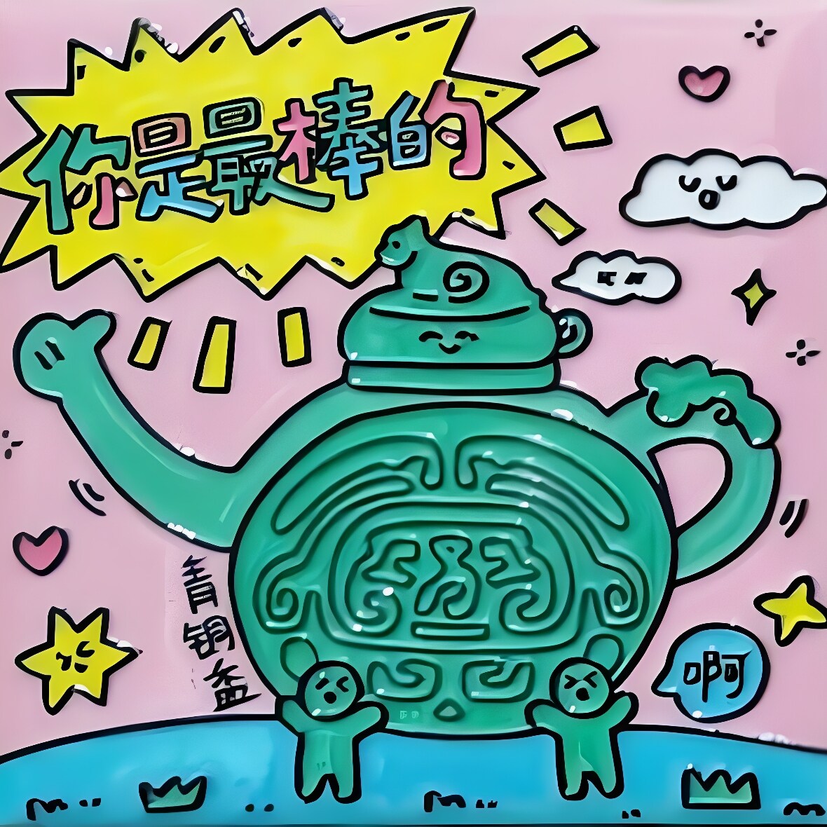 河南博物馆陶瓷冰箱贴绿釉青铜