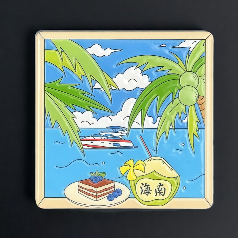 海南岛城市印象地标美食三亚陶瓷冰箱贴美浓烧有纪念意义的小礼物