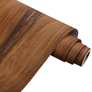 黑胡桃木纹自粘墙纸怀旧柜子贴纸橱柜防水防霉加厚复古家具翻新贴