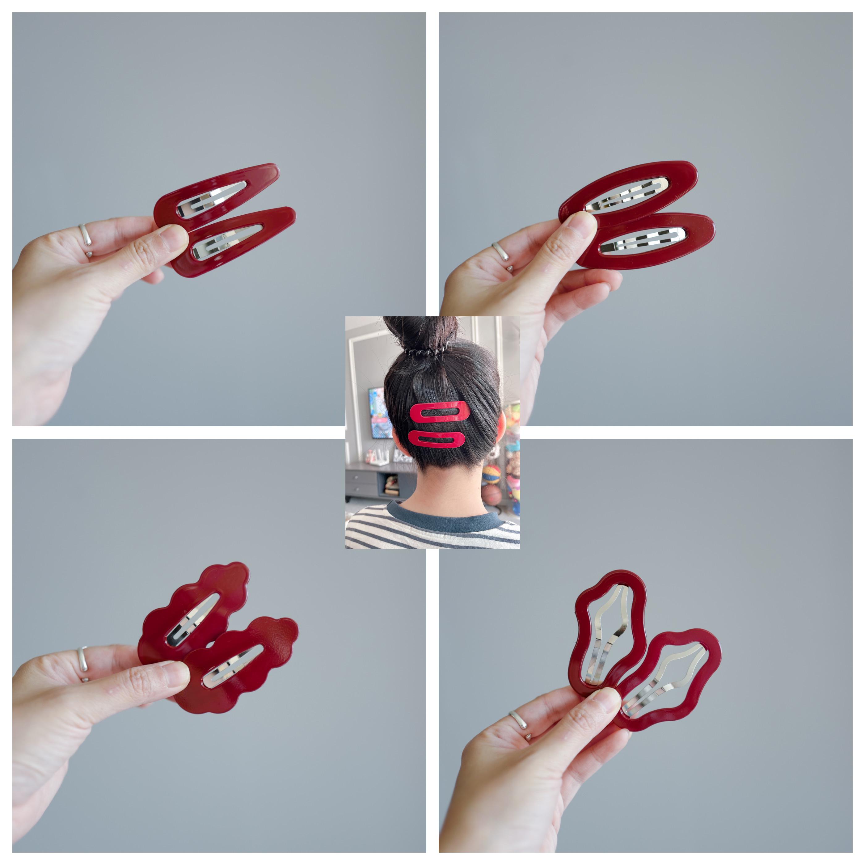 亮面酒红系儿童大号后脑勺碎发夹侧边夹小学生刘海夹掰掰夹发卡子