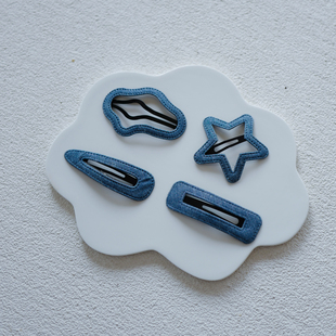 韩版牛仔云朵星星发夹女甜酷侧边刘海夹后脑勺碎发bb夹子大号发卡