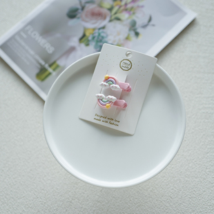 卡通亮面彩虹儿童小号圆头碎发夹婴幼儿刘海夹小女生侧边夹发卡子