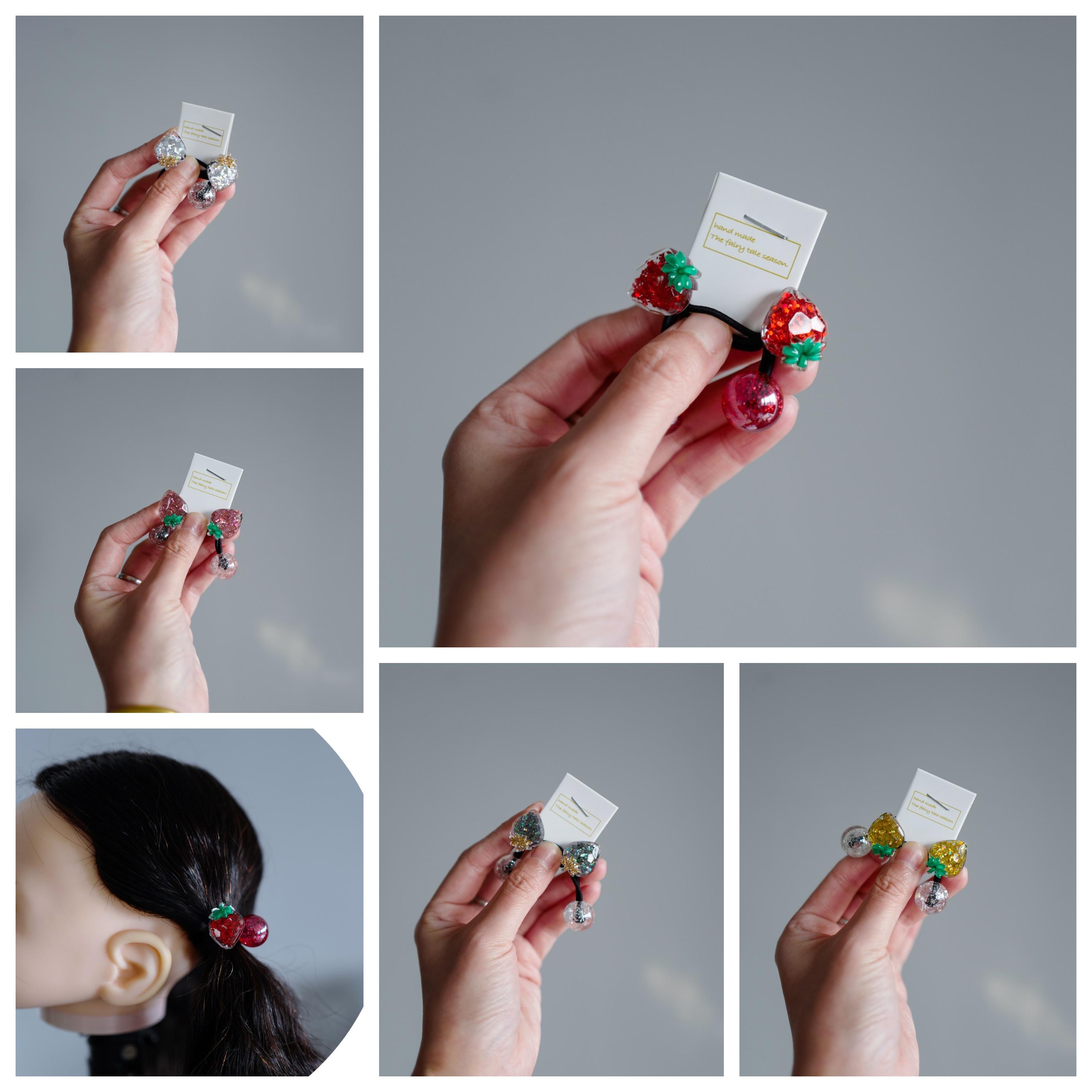 闪闪草莓儿童发饰发圈绕绕头绳弹性好马尾绳双头皮筋缠绕发绳对扎