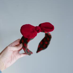 宽边格纹蝴蝶结儿童包布发箍女生头箍公主款 发饰头饰刘海压发头窟