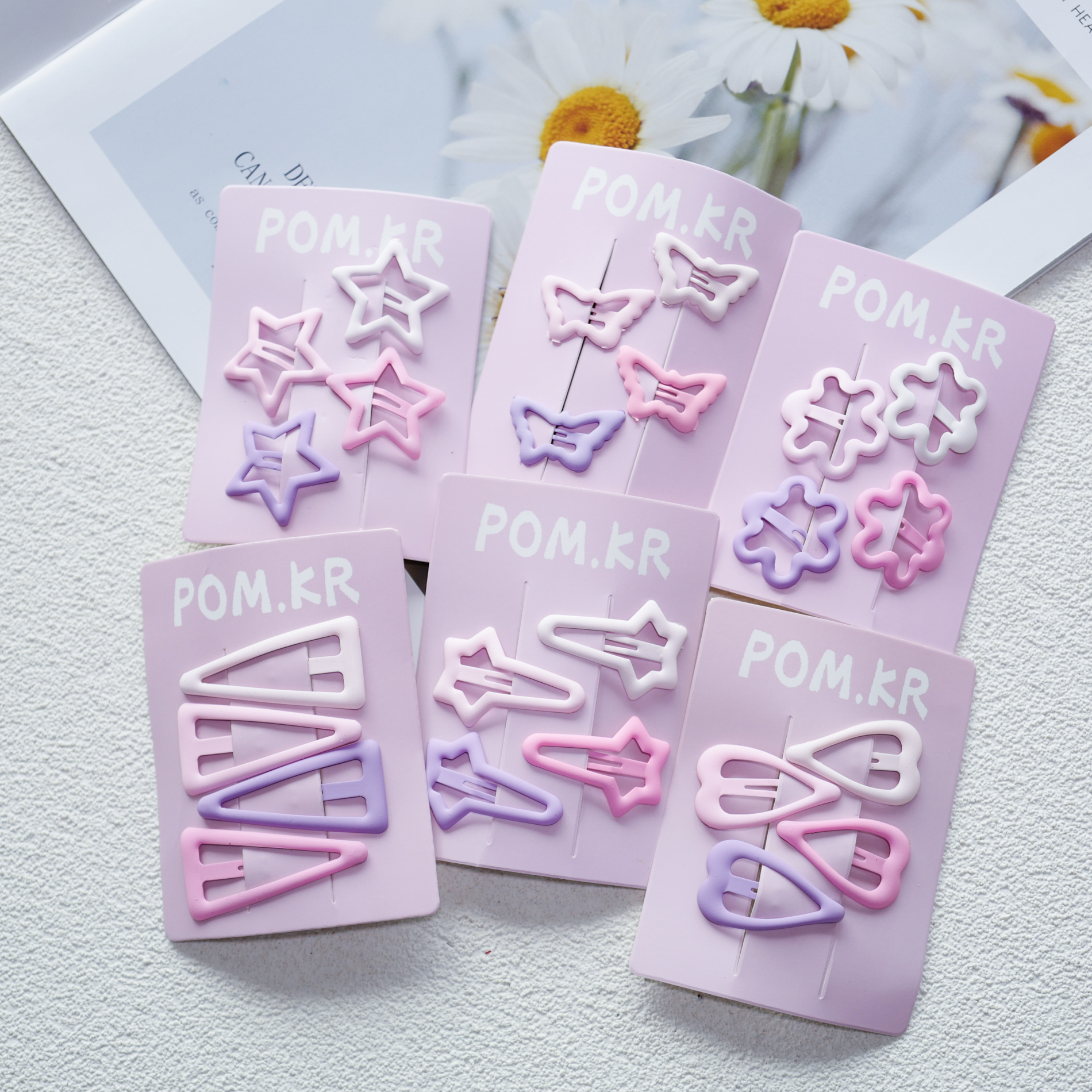 粉色系儿童磨砂碎发夹小女生星星侧边夹宝宝刘海夹发卡子头饰发饰