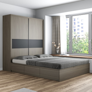 新榻榻米衣柜床一体小户型多功能现代简约1.8踏踏储物1.2米儿童床