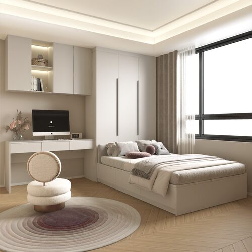 实木榻榻米衣柜床与书桌一体