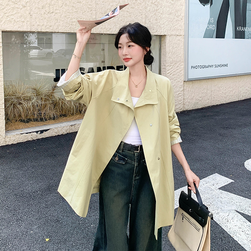 【档口有货】条纹拼接风衣外套2D122-2717-P165控248,女装风衣,2D122