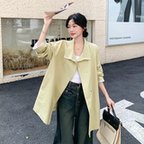 【档口有货】条纹拼接风衣外套2D122-2717-P165控248，女装风衣，2D122