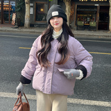 巴恩风休闲紫色短款羽绒服女冬季超火好看高级小众白鸭绒加厚外套，女装羽绒服，2D122