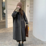 【档口有货】针织帽撞色双面呢大衣2D122-2736-P290控418，女装毛呢外套，2D122