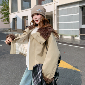 【 有货】90绒 羊羔毛拼接羽绒服 2D122-2769-P295控428图片