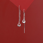 s925纯银小银锁流苏耳线女2025新款 显脸瘦耳饰 福锁耳环潮气质长款