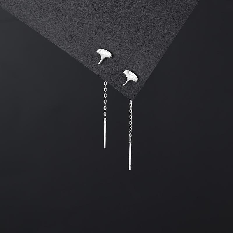 999纯银杏叶流苏耳线小众设计感