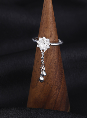 莲花流苏戒指小众设计简约