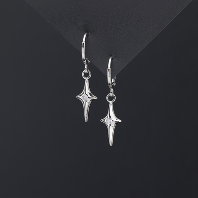 s925纯银十字架星芒耳扣四芒星