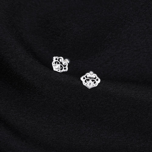 s925纯银祥云耳钉女螺丝拧扣