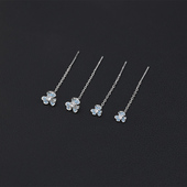 s925纯银蓝色鸢尾花耳线女短款 耳环小众设计耳饰潮 气质2025年新款