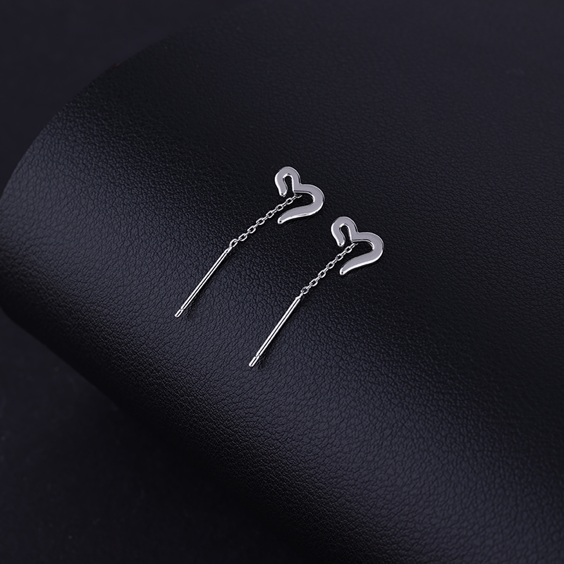 s925纯银开口爱心耳线女小众创意