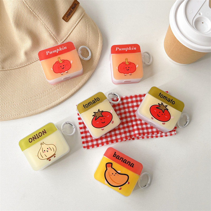 适用airpods4可爱卡通番茄pro2保护套ipods苹果耳机套pro无线蓝牙耳机套1/2代硅胶耳机壳方形防摔香蕉洋葱