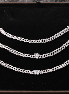 嘻哈潮牌925纯银高碳古巴ins手链